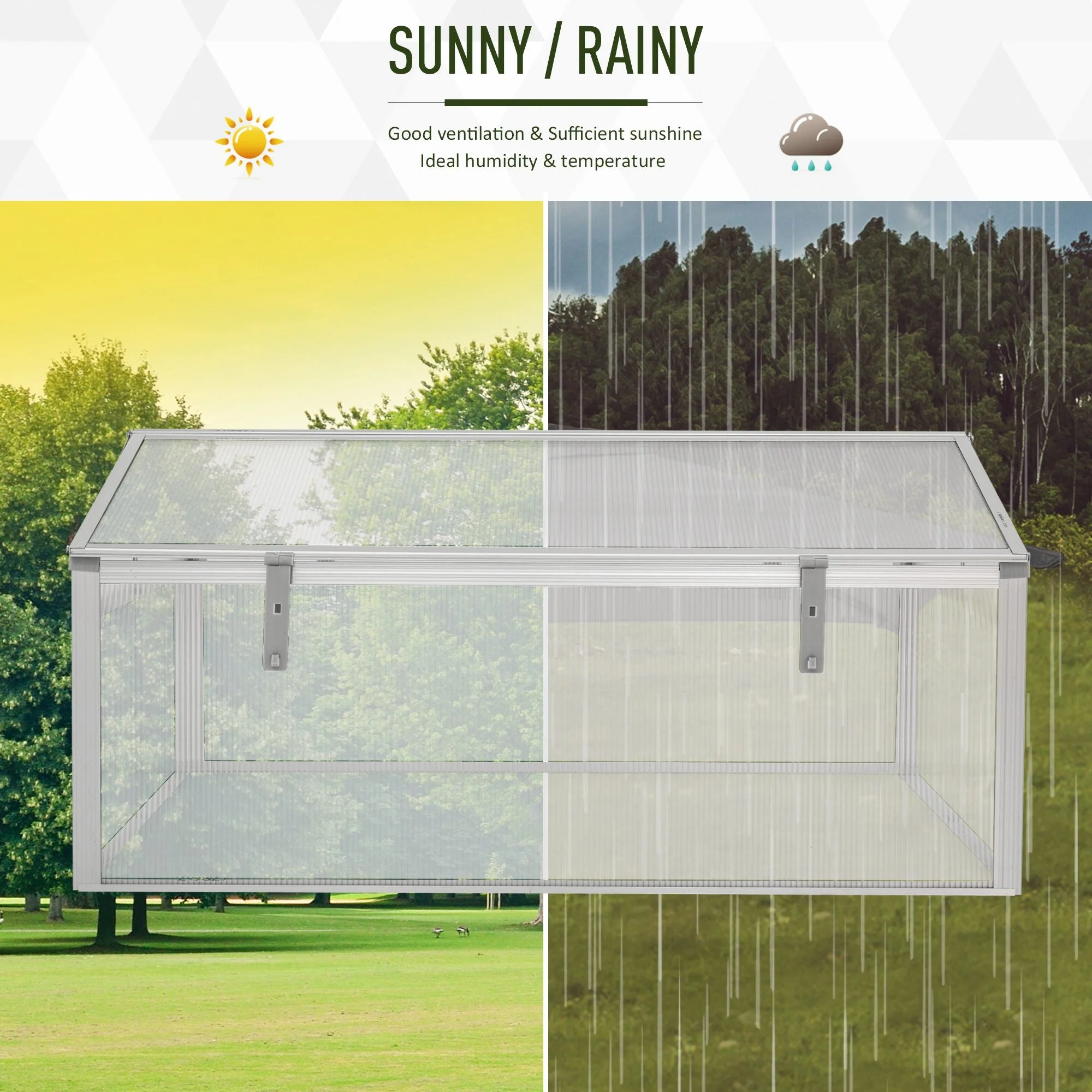 100L x 100W x 48H cm PC Board Greenhouse Adjustable Roof Grow House -Transparent - Image 6