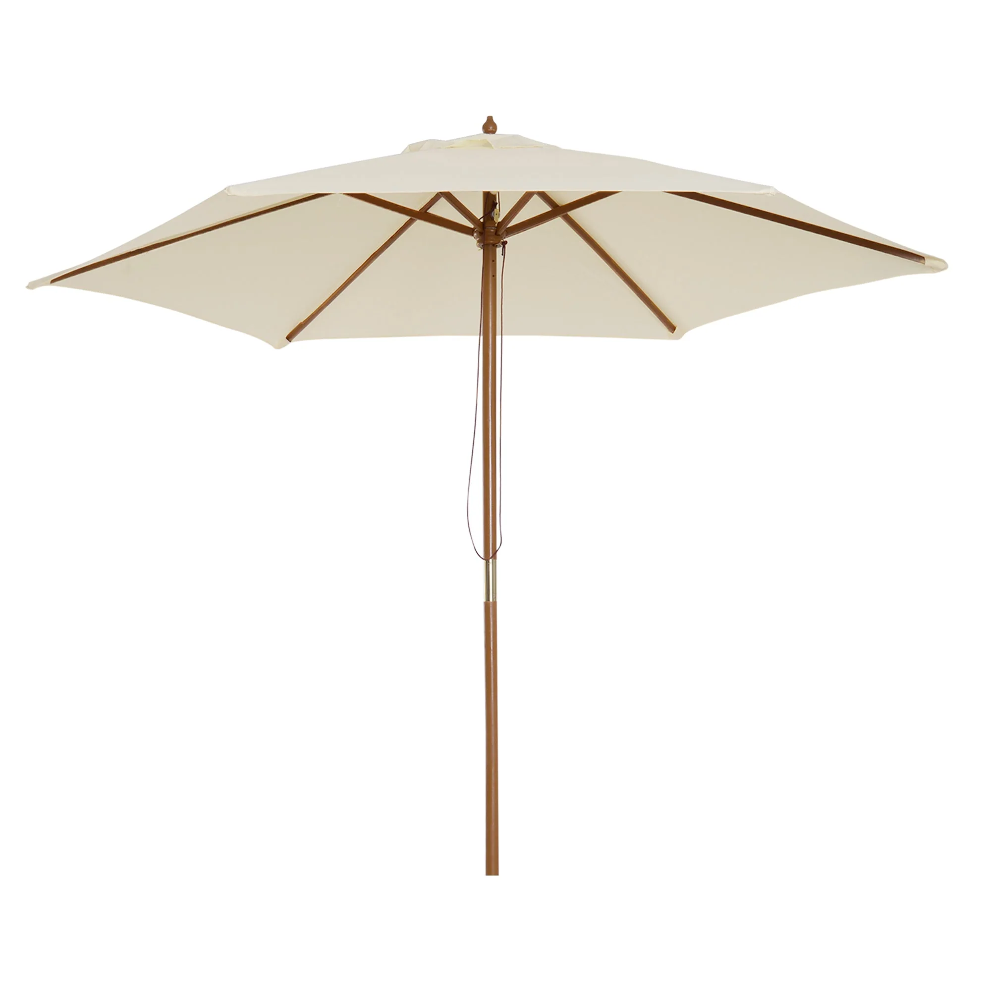 2.5m Wood Garden Parasol Sun Shade Patio Outdoor Wooden Umbrella Canopy Cream White