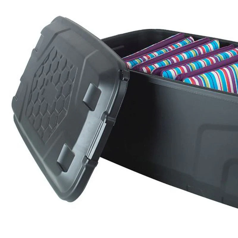 2 x Plastic Storage Box 145 Litres Extra Large - Black Heavy Duty by Strata - Image 2