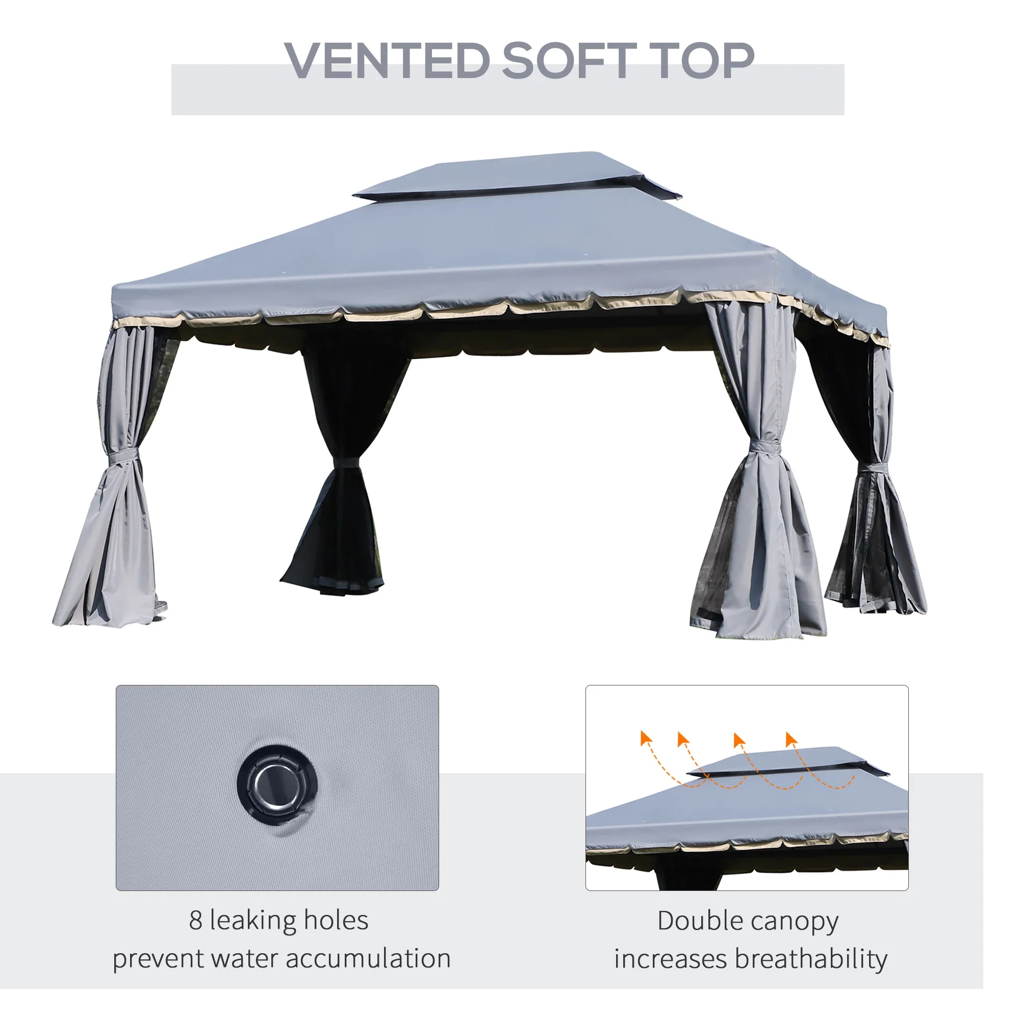 3 x 4m Aluminium Garden Gazebo - Image 4