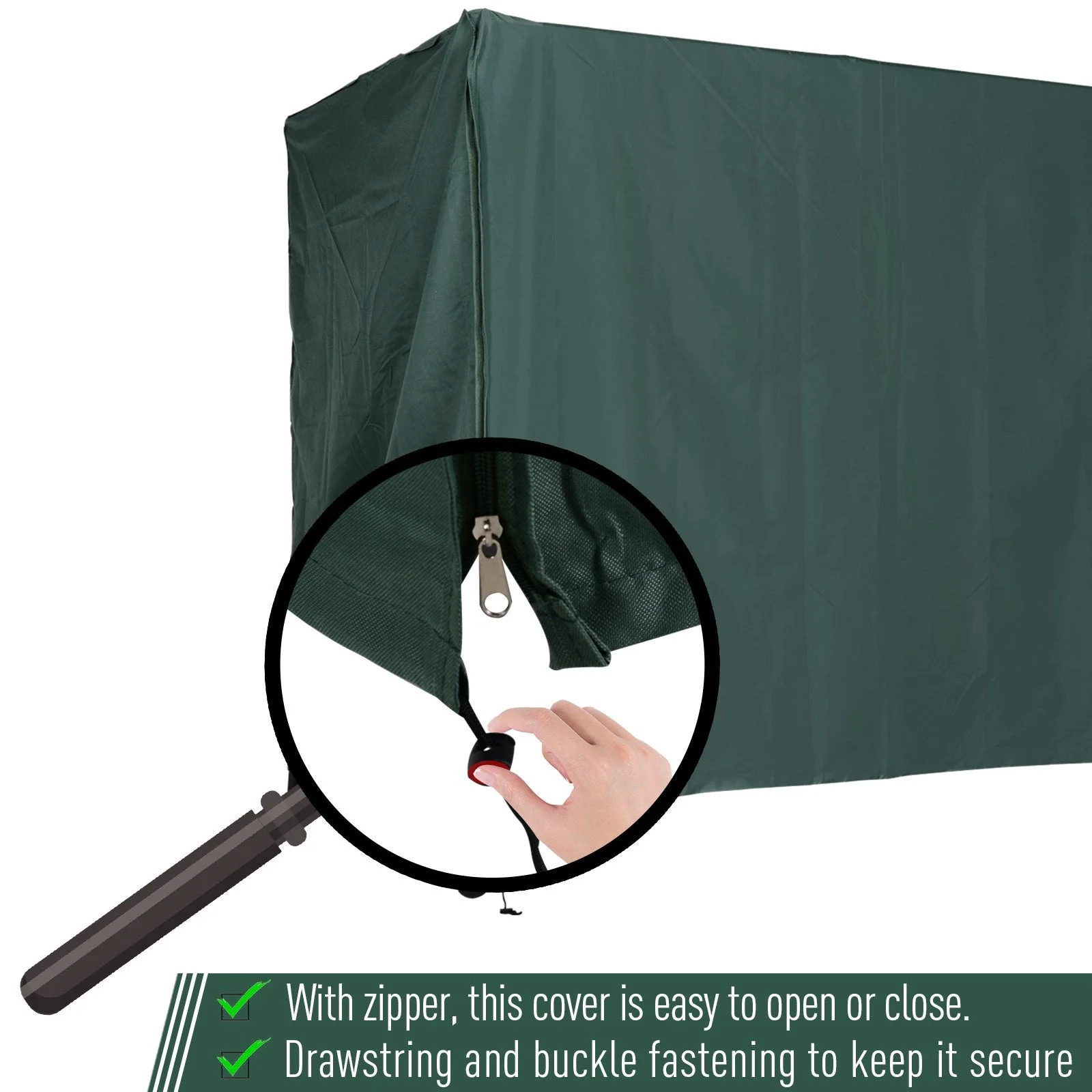 600D Oxford Patio Swing Chair Cover Outdoor Garden Furniture Rain Protection Protector Waterproof Anti-UV Green 205L x 124W x 164H cm - Image 6