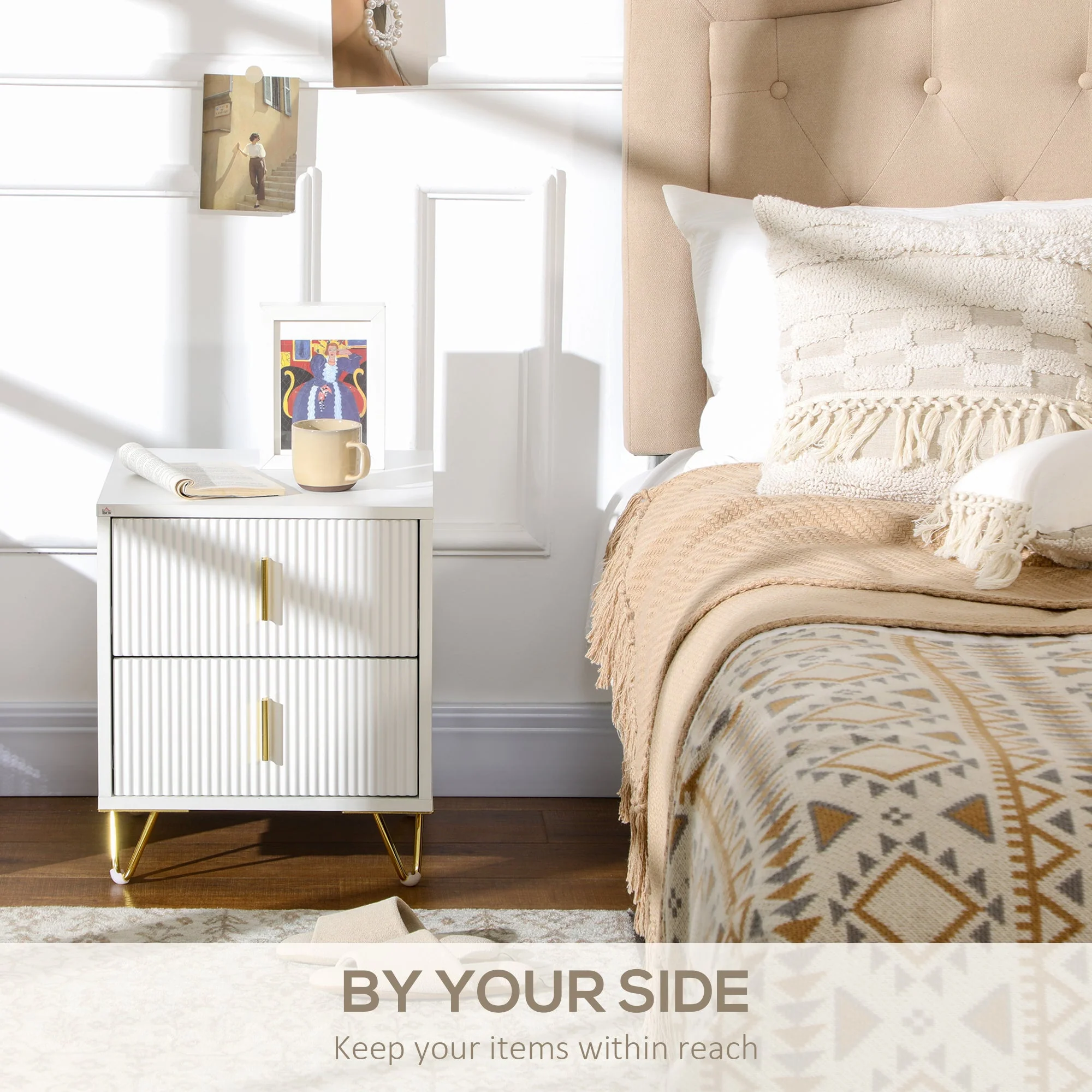 Bedside Table with 2 Drawers - Image 4