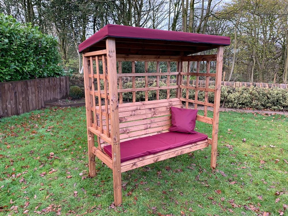 Bramham Garden Arbour by Charles Taylor - 3 Seats Burgundy Cushions - Image 8
