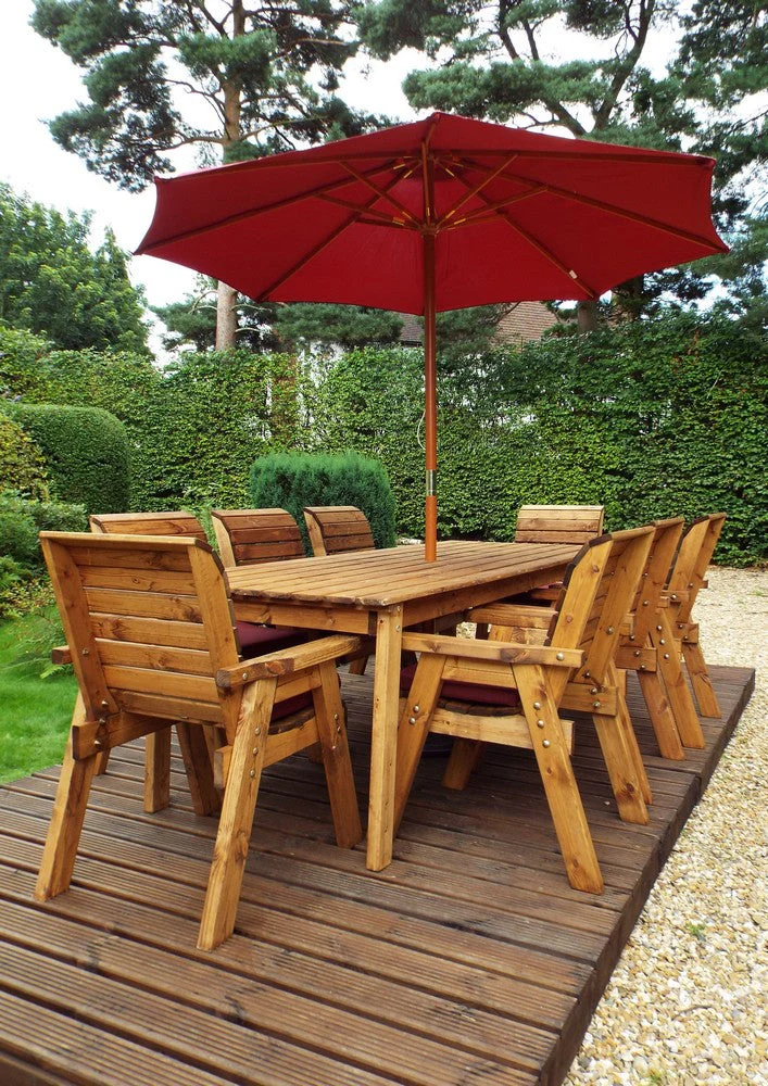 Charles Taylor 8 Seat Rectangular Table Chairs Scandinavian Redwood Garden Furniture - Image 13