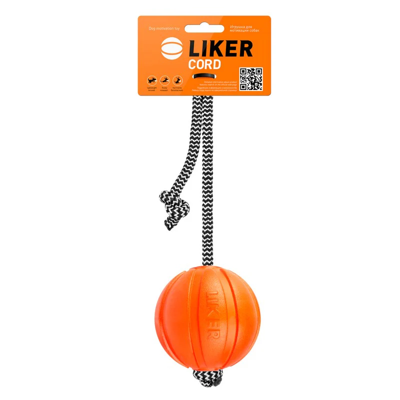 Cord Medium Dog Ball Orange Rubber 30cm by LIKER - Image 2