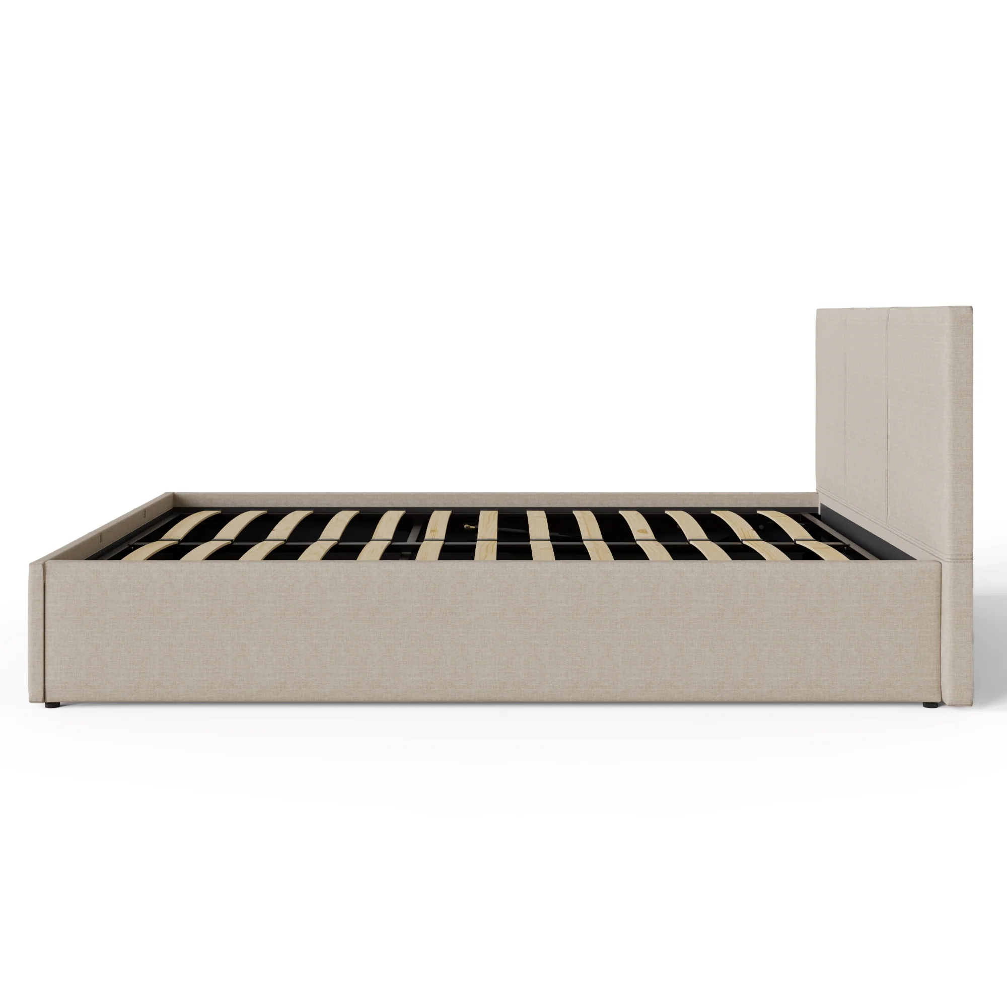 End Lift King Size Ottoman Bed Metal & Wood Natural 5 x 7ft - Image 4