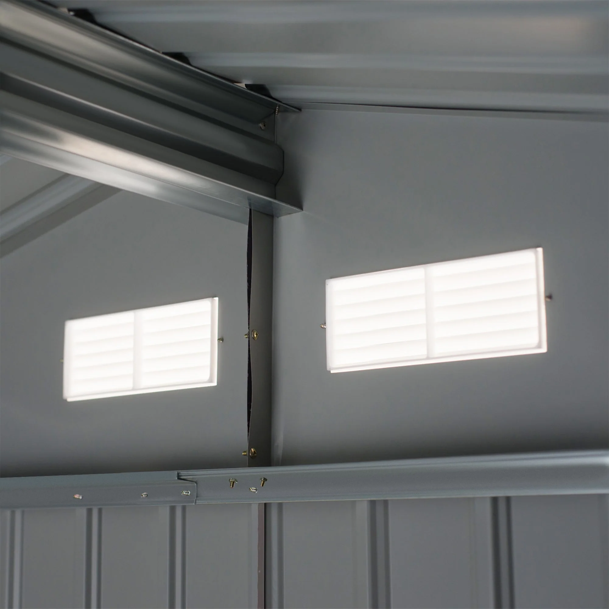 Galvanised 9 x 6' Double Door Apex Garden Shed With Ventilation Steel Grey by Steadfast - Image 8