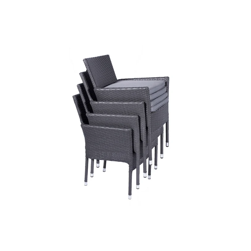 Malaga Rattan Garden Patio Dining Set by Royalcraft - 4 Seats Grey Cushions - Image 2