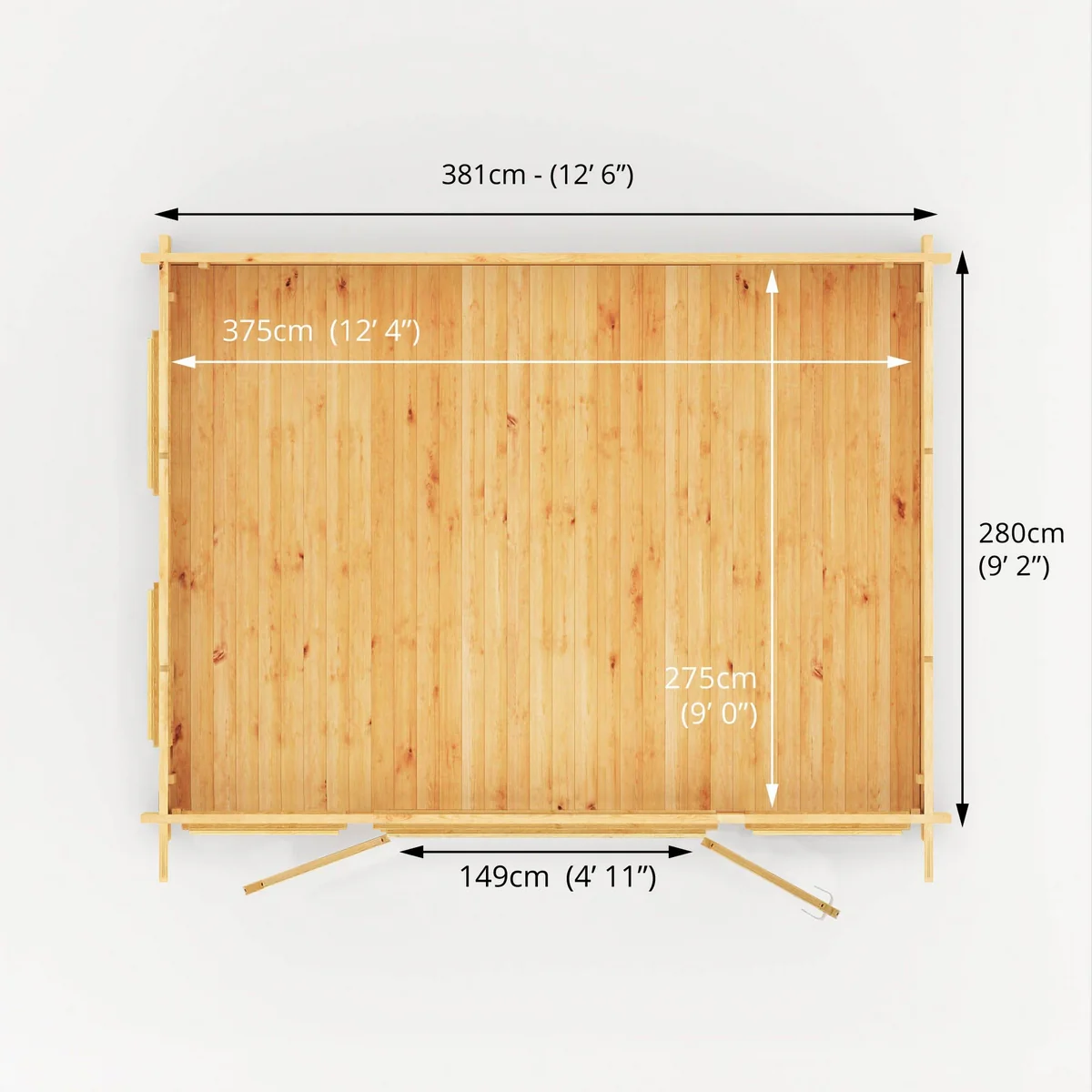 Mercia Studio 10' 11" x 13' 2" Pent Log Cabin - Premium 28mm Cladding Loglap - Image 9