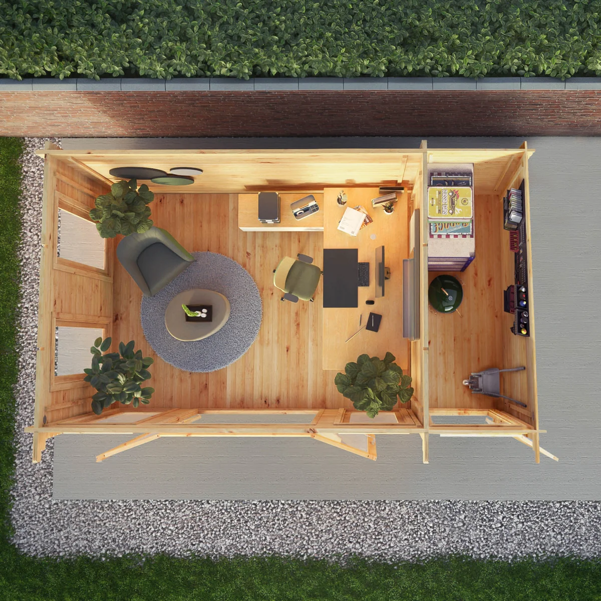 Mercia Studio 10' 11" x 16' 10" Pent Cabin with Shed - Premium 34mm Cladding Loglap - Image 2