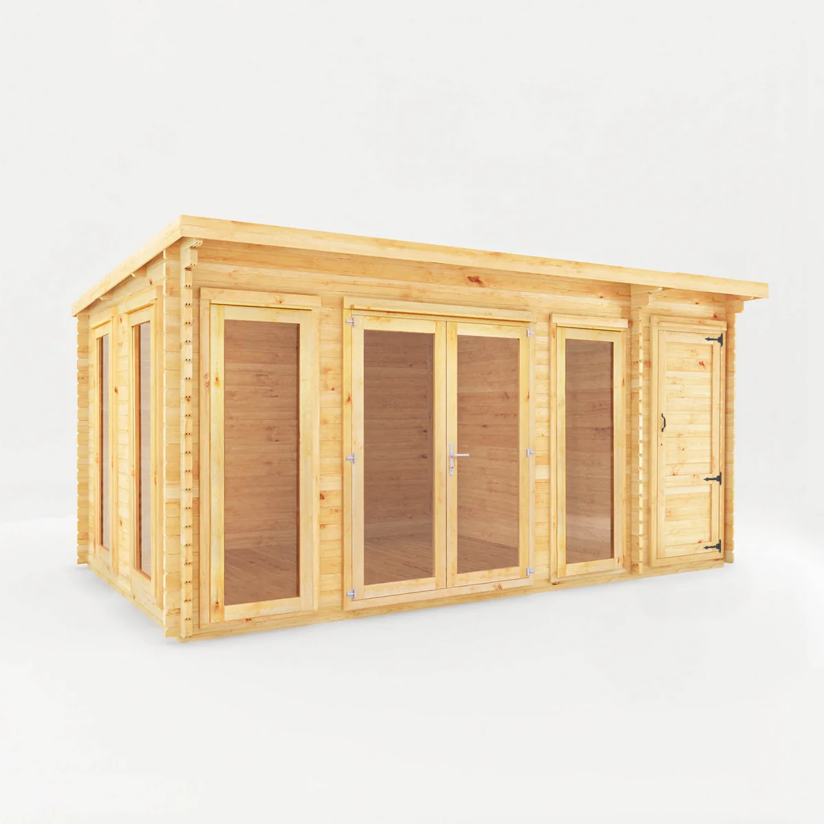 Mercia Studio 10' 11" x 16' 10" Pent Cabin with Shed - Premium 34mm Cladding Loglap - Image 6