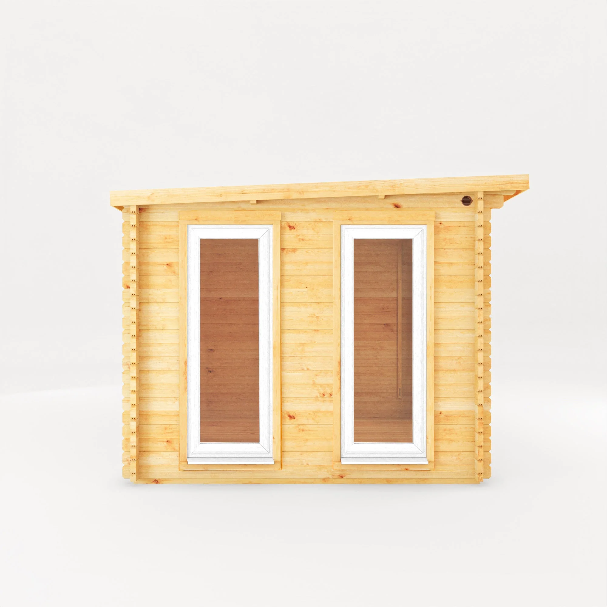 Mercia Studio 10' 11" x 19' 4" Pent Log Cabin Slatted - Premium 44mm Cladding Loglap - White UPVC - Image 8