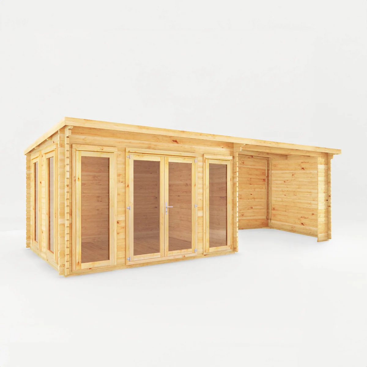 Mercia Studio 10' 11" x 22' 8" Pent Log Cabin - Premium 44mm Cladding Loglap - Image 4