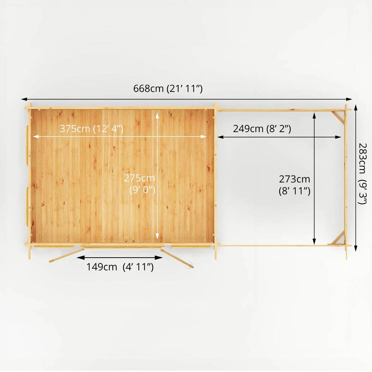 Mercia Studio 10' 11" x 22' 8" Pent Log Cabin Slatted - Premium 34mm Cladding Loglap - Image 9