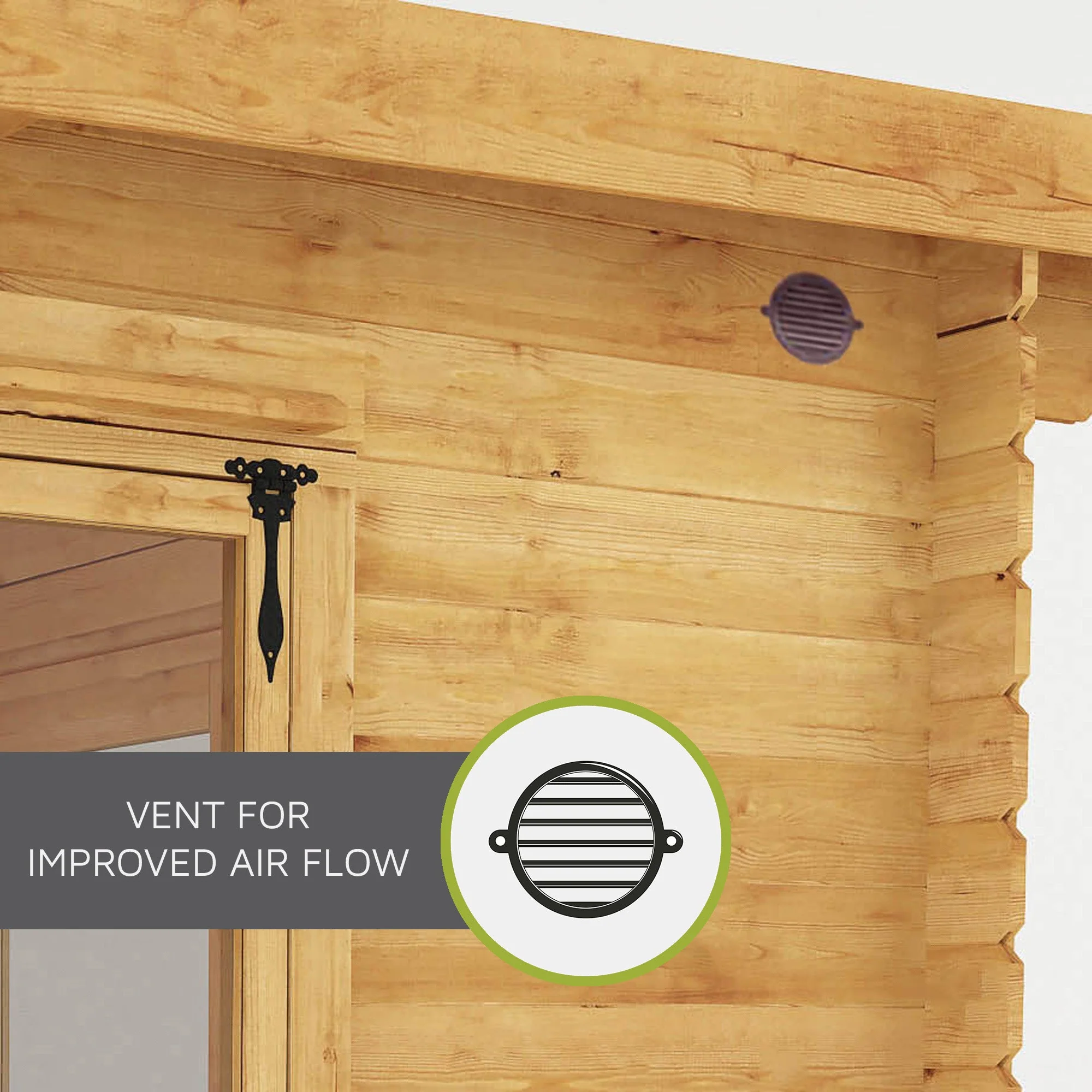 Mercia Studio 10' 11" x 22' 8" Pent Log Cabin Slatted - Premium 44mm Cladding Loglap - Grey UPVC - Image 5