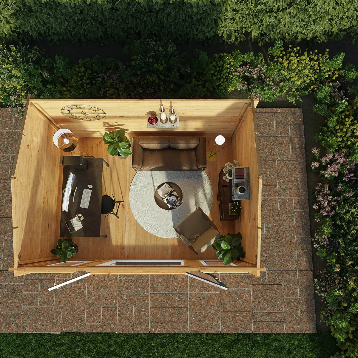 Mercia Studio 10' 3" x 13' 2" Apex Log Cabin - Premium 44mm Cladding Loglap - Grey UPVC - Image 5