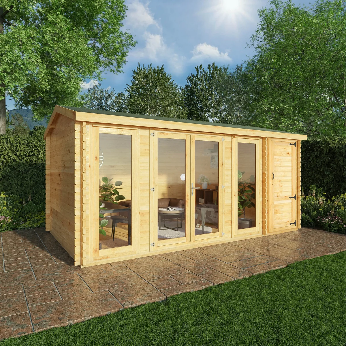 Mercia Studio 10' 3" x 16' 11" Apex Log Cabin - Premium 44mm Cladding Loglap - Image 6