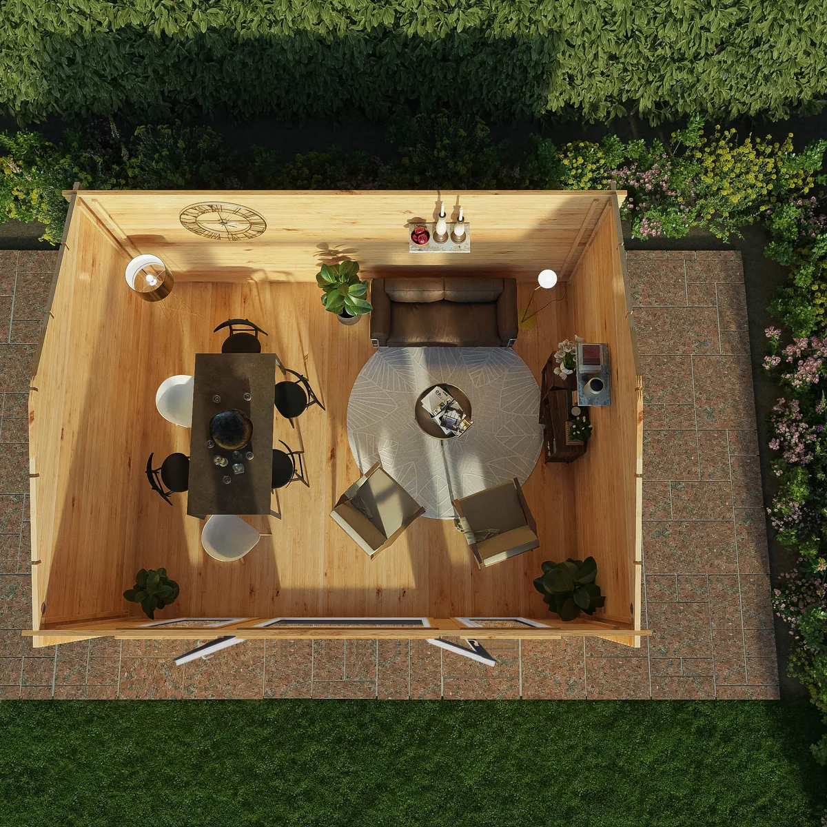 Mercia Studio 13' 7" x 16' 6" Apex Log Cabin - Premium 44mm Cladding Loglap - Grey UPVC - Image 3