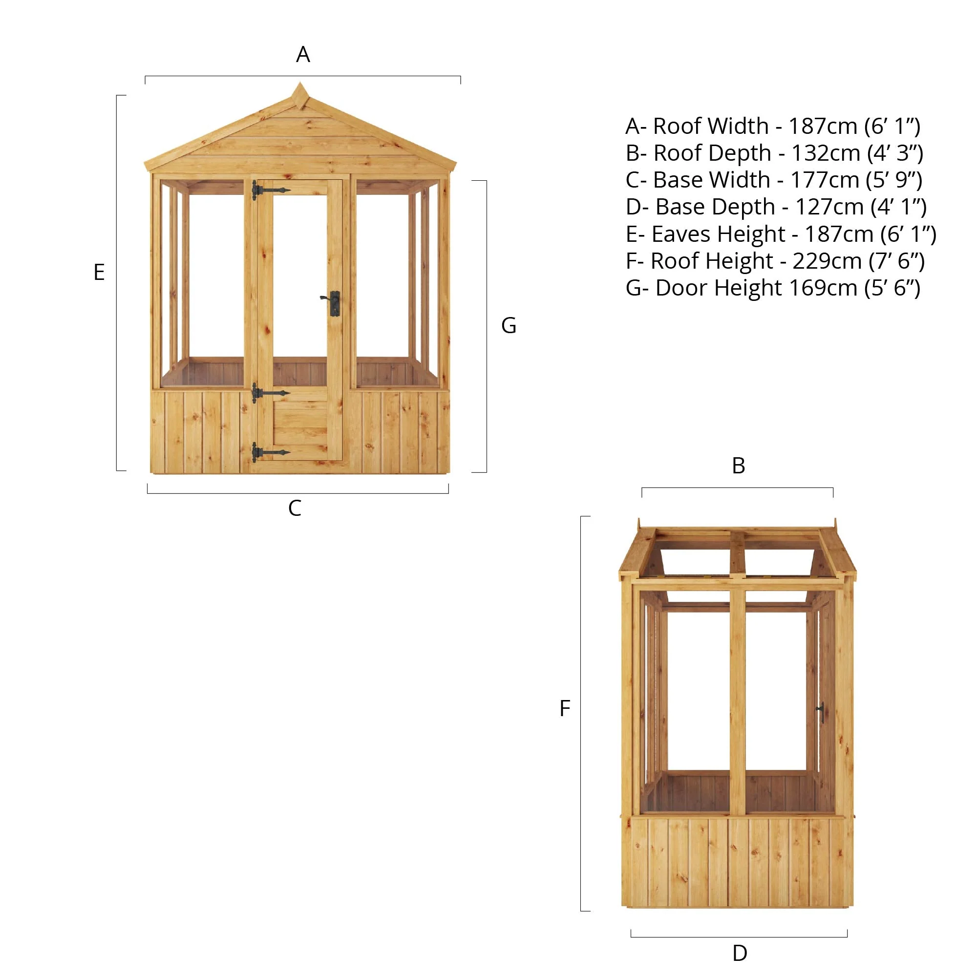Mercia Woodsman 4' 3" x 6' 1" Apex Greenhouse - Premium Dip Treated Shiplap- Styrene Windows - Image 12
