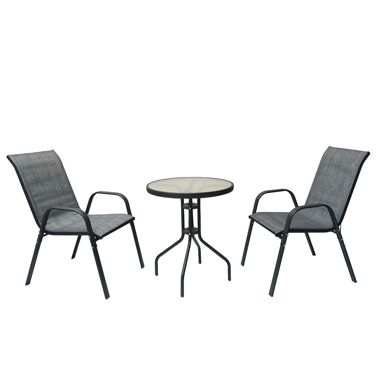Montagu Garden Bistro Set Dark Grey Round 60cm Table by Croft - 2 Seats - Image 2