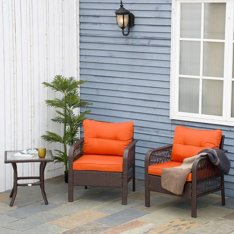 Outsunny 3 Pieces Patio PE Rattan Bistro Set