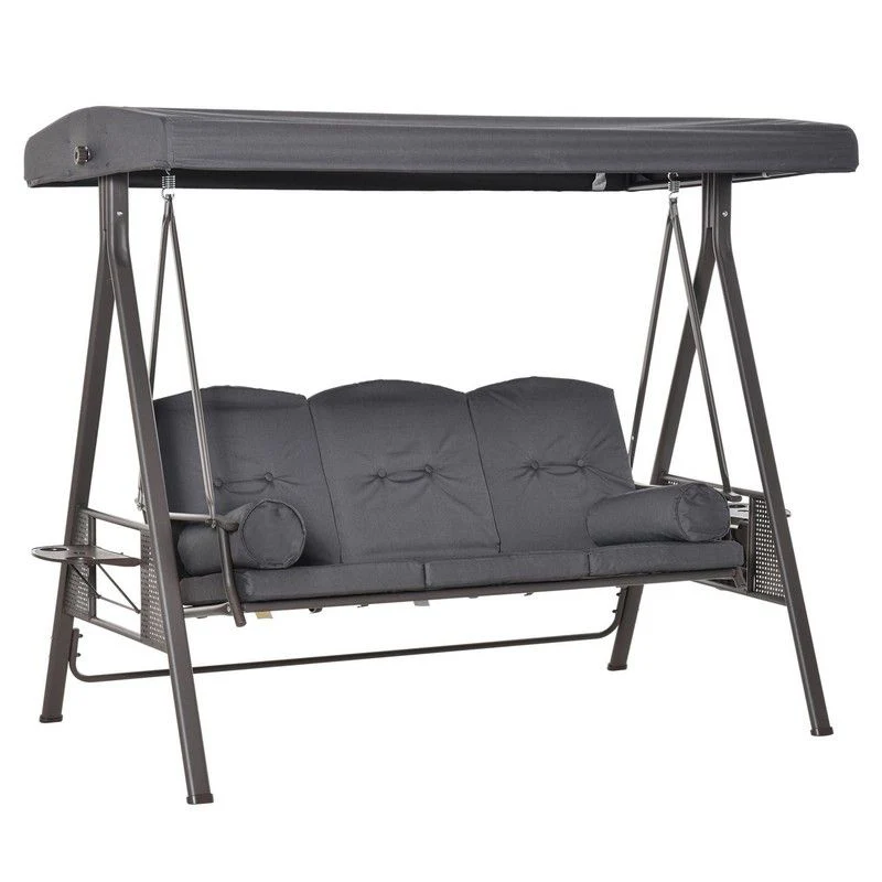 Outsunny 3 Seater Garden Swing Chair Outdoor Hammock Bench w/ Adjustable Canopy
