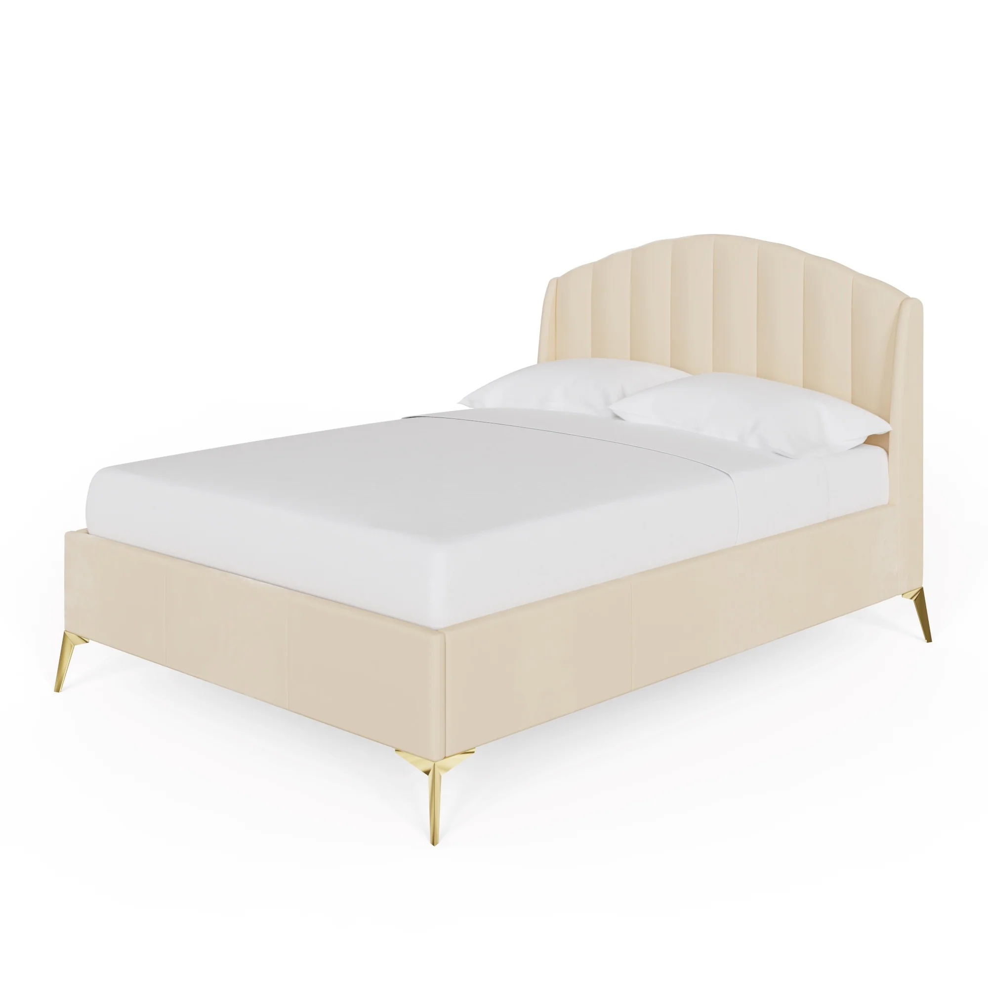 Pettine Double Ottoman Bed Wood & Fabric Natural 5 x 7ft
