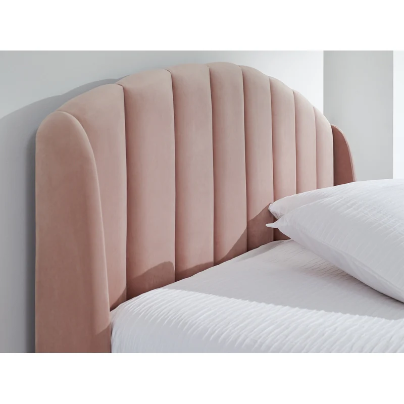 Pettine King Size Ottoman Bed Wood & Fabric Pink 5 x 7ft - Image 7