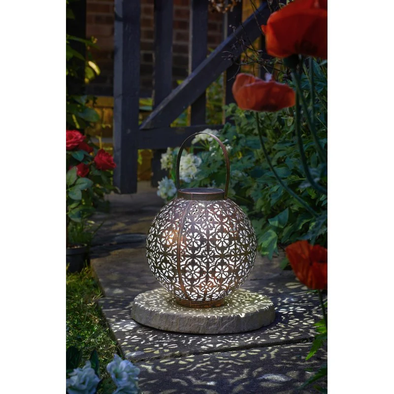 Rattan Solar Garden Lantern White LED - 22.5cm by Smart Solar - Image 2