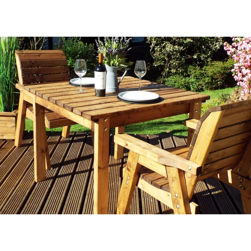 Scandinavian Redwood Garden Patio Dining Set by Charles Taylor - 2 Seats Burgundy Cushions - Image 3