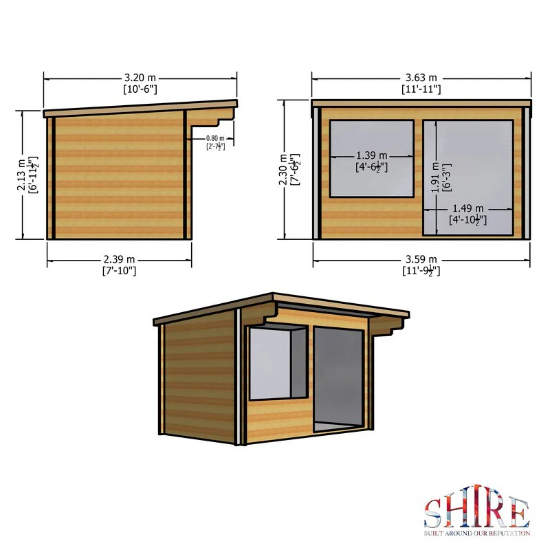 Shire Belgravia 10' 5" x 11' 10" Pent Summerhouse - Premium 28mm Cladding Overlap - Image 9