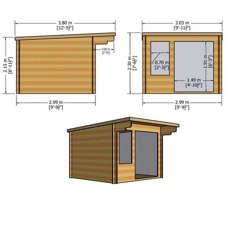 Shire Belgravia 9' 9" x 9' 9" Pent Log Cabin - Classic 28mm Cladding Tongue & Groove - Image 7