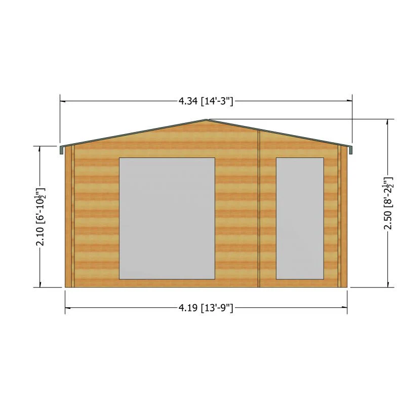 Shire Bourne 13' 8" x 9' 9" Apex Log Cabin - Premium 70mm Cladding Tongue & Groove - Image 3