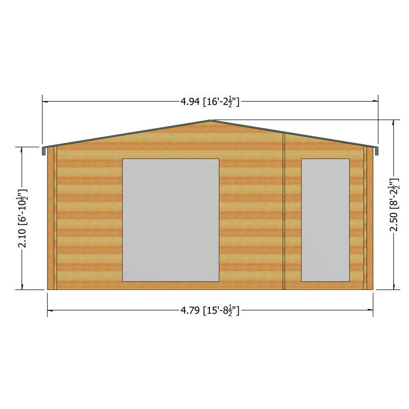 Shire Bourne 15' 6" x 9' 9" Apex Log Cabin - Premium 70mm Cladding Tongue & Groove - Image 3