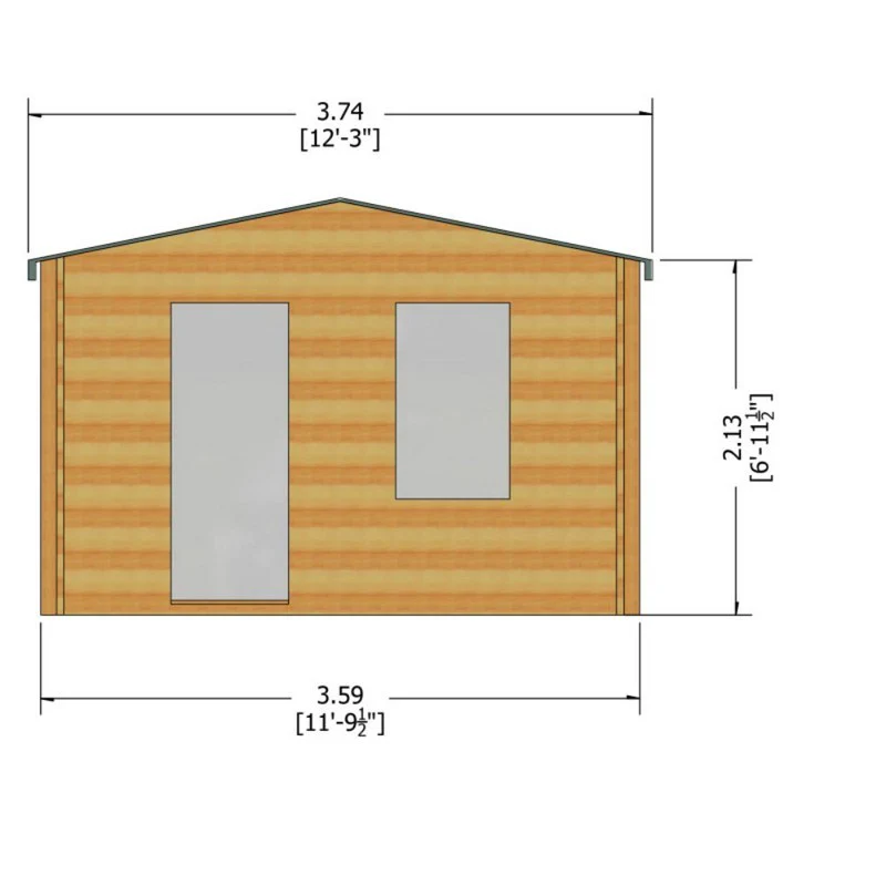 Bucknells 8' 11" x 11' 9" Apex Log Cabin - Classic 28mm Cladding Tongue & Groove - Image 9