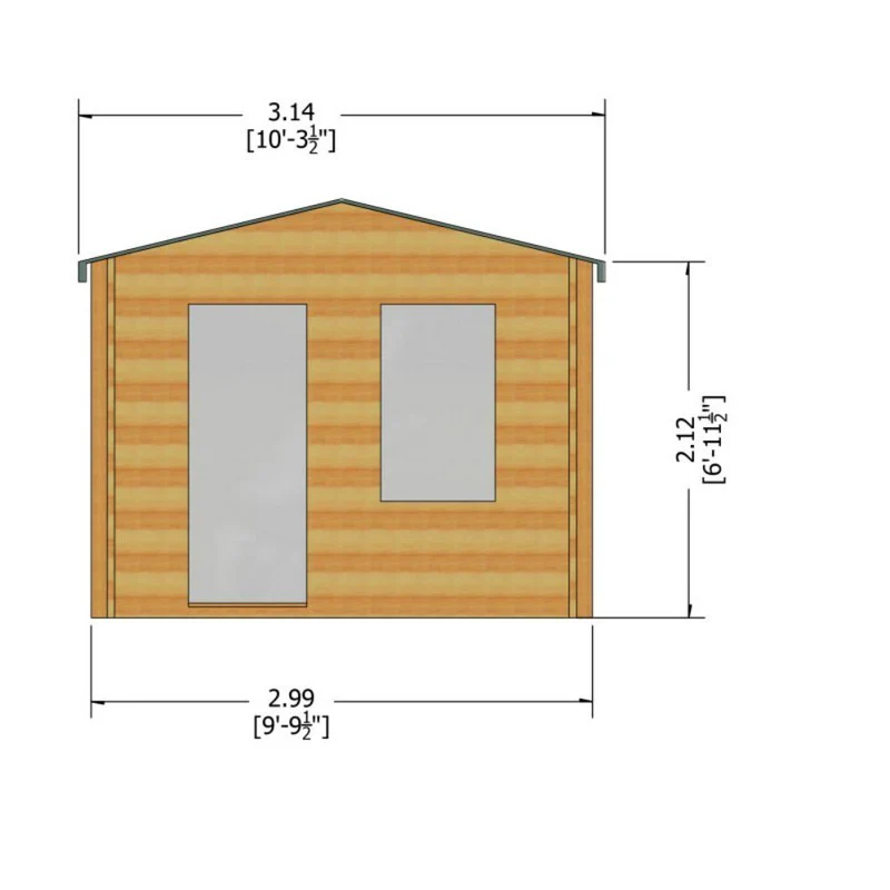 Shire Bucknells 9' 9" x 7' 10" Apex Log Cabin - Premium 34mm Cladding Tongue & Groove - Image 9