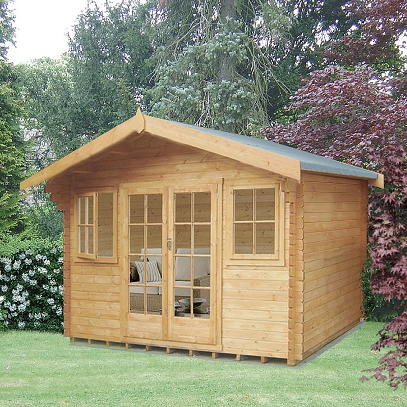 Shire Clipstone 13' 8" x 15' 8" Apex Log Cabin - Premium 28mm Cladding Tongue & Groove