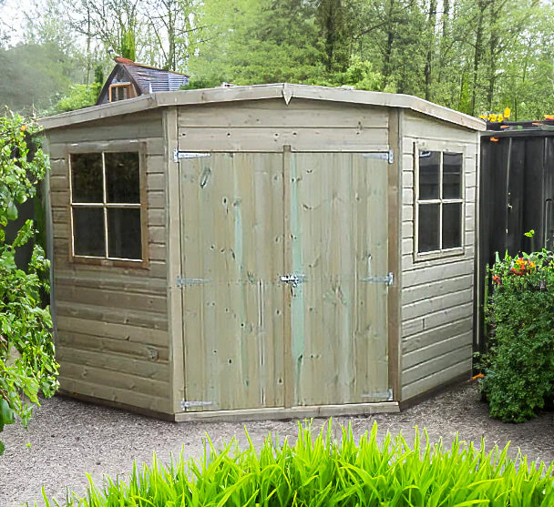 Corner 6' 5" x 6' 8" Flat Shed - Premium Pressure Treated Shiplap - Image 6