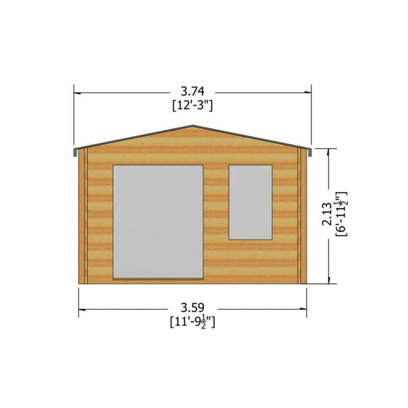 Shire Glenmore 11' 9" x 11' 9" Apex Log Cabin - Premium 34mm Cladding Tongue & Groove - Image 7