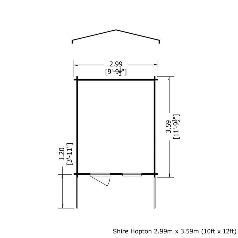Shire Hopton 9' 9" x 11' 9" Apex Log Cabin - Premium 34mm Cladding Tongue & Groove - Image 2