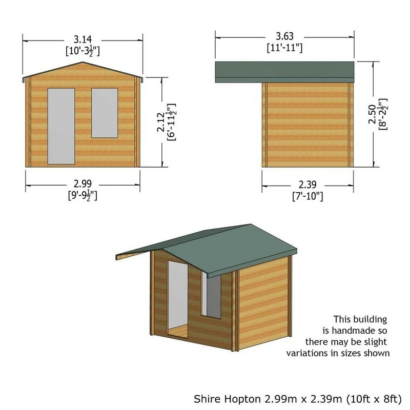 Shire Hopton 9' 9" x 7' 10" Apex Log Cabin - Premium 28mm Cladding Tongue & Groove - Image 3