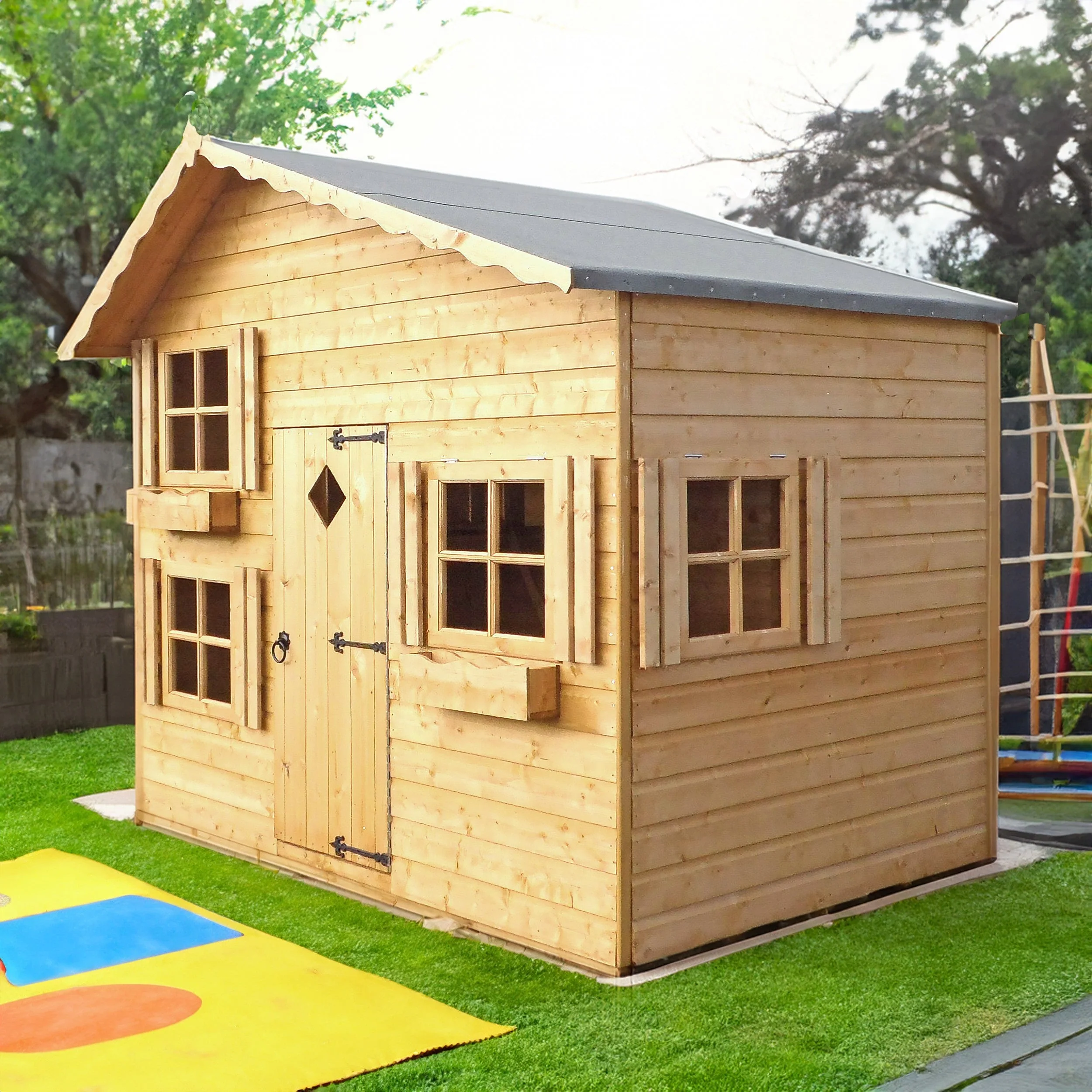 Loft 5' 7" x 7' 10" Offset Apex Children's Playhouse - Premium Dip Treated Shiplap
