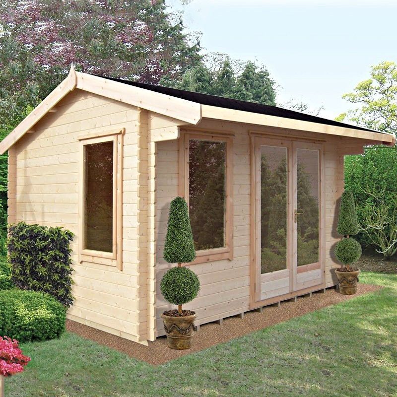 Marlborough 8' 11" x 9' 9" Reverse Apex Log Cabin - Classic 28mm Cladding Tongue & Groove