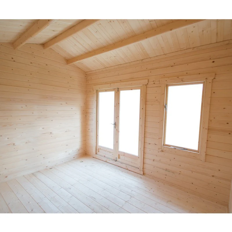 Shire Marlborough 13' 8" x 11' 9" Reverse Apex Log Cabin - Premium 44mm Cladding Tongue & Groove - Image 7