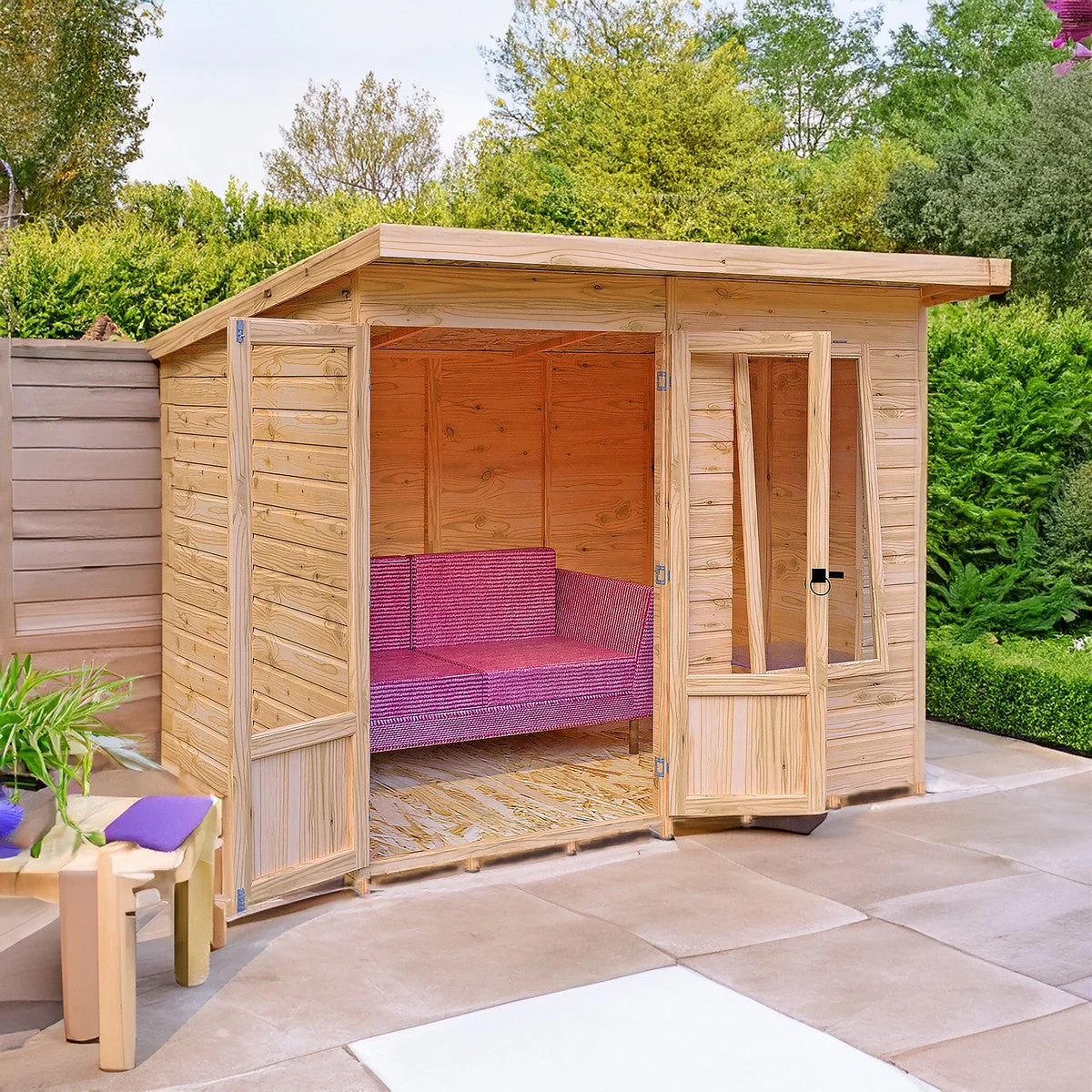 Shire Peony 5' 9" x 7' 10" Pent Summerhouse - Premium Dip Treated Shiplap