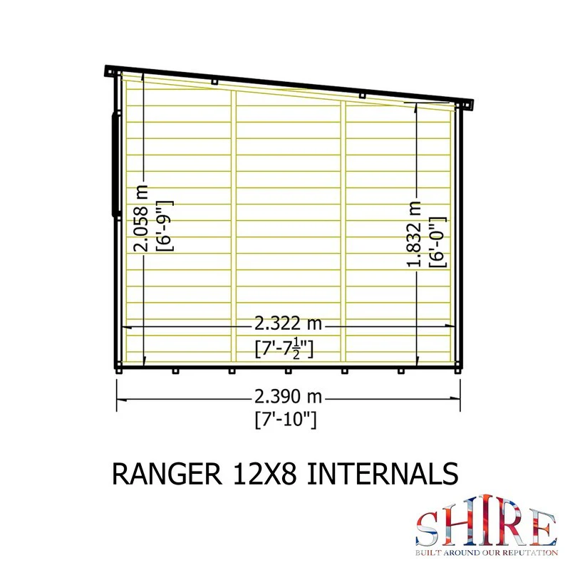 Shire Ranger 7' 10" x 11' 9" Pent Shed - Premium Coated Shiplap - Image 8