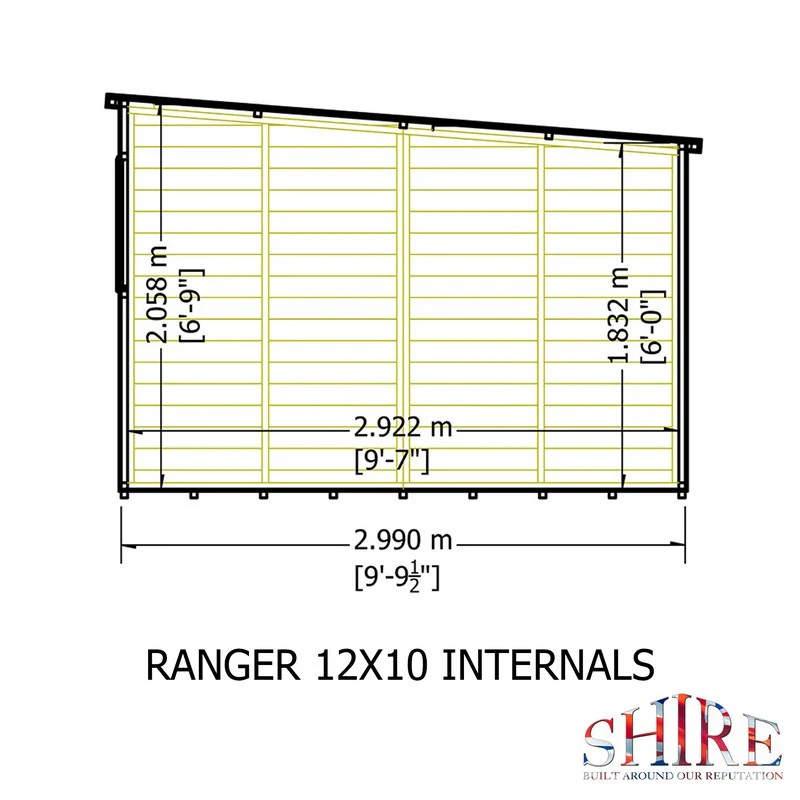 Shire Ranger 9' 9" x 11' 9" Pent Shed - Premium Coated Shiplap - Image 8
