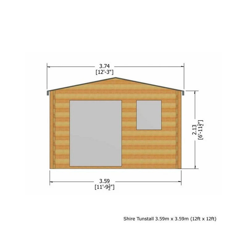 Shire Tunstall 11' 9" x 11' 9" Apex Log Cabin - Premium 70mm Cladding Tongue & Groove - Image 3