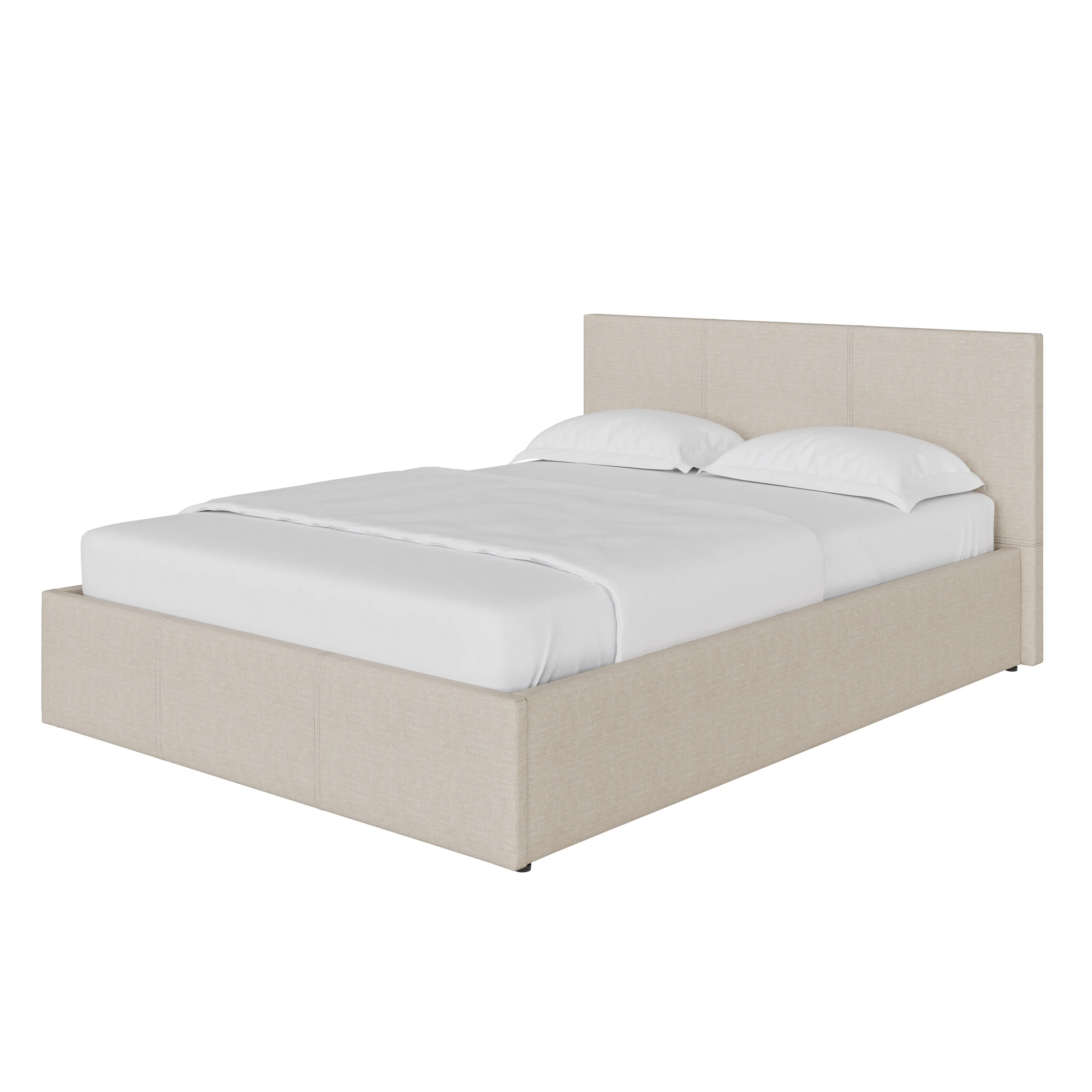 Side Lift Small Double Ottoman Bed Metal & Wood Natural 4 x 7ft