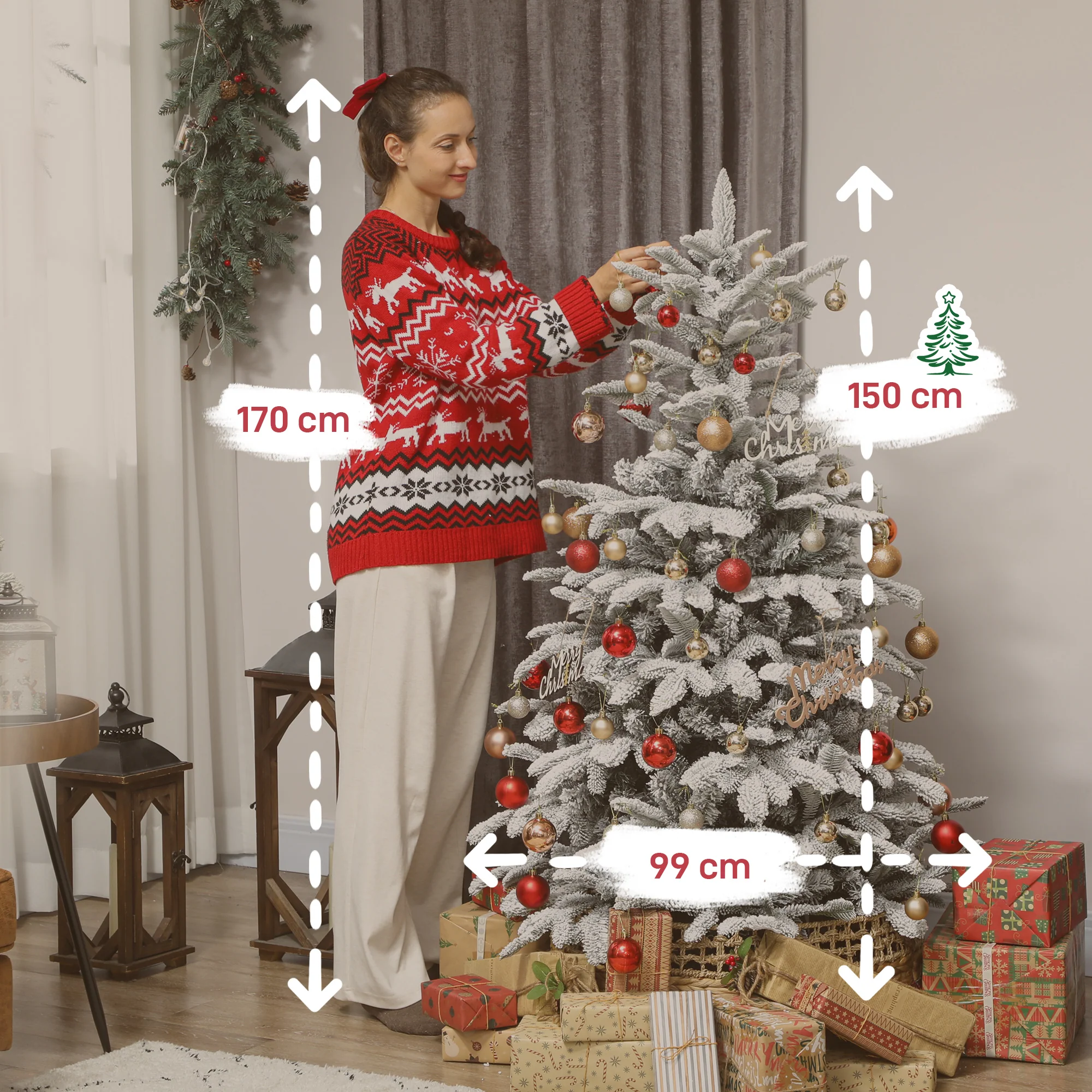 5ft Christmas Tree Artificial - White Frosted Green 717 Tips - Image 3